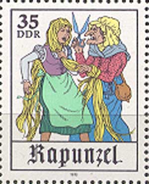 Witch about to cut Rapunzel's Hair