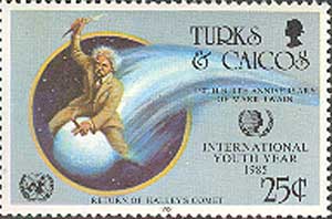 Mark Twain riding on Halley's Comet