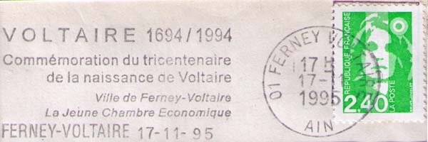 Ferney-Voltaire. 300th birth anniv of Voltaire