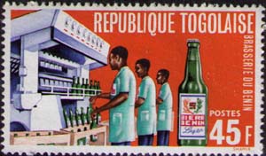 Bottling-washing machine and bottle of Benin beer